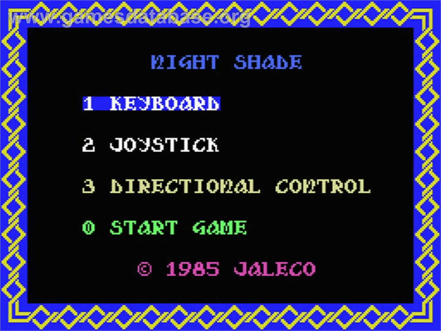 Nightshade - MSX - Artwork - Title Screen