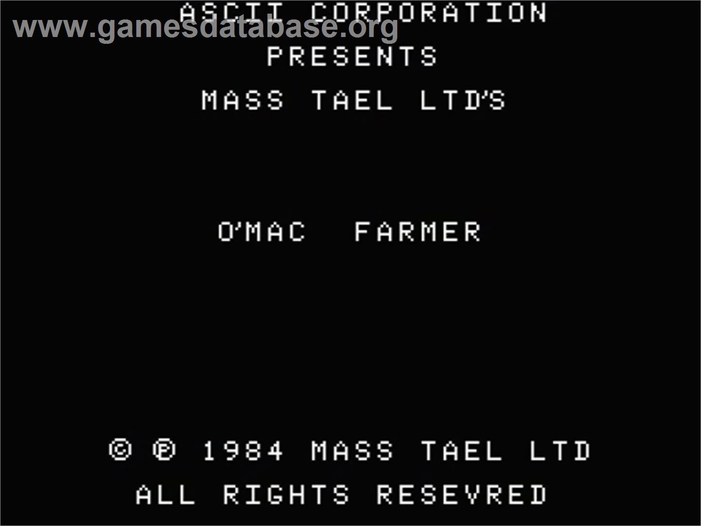 O'mac Farmer - MSX - Artwork - Title Screen