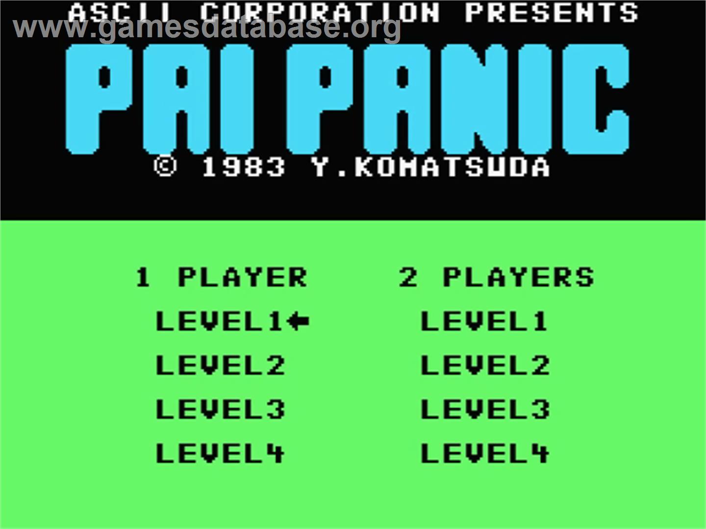 Pai Panic - MSX - Artwork - Title Screen
