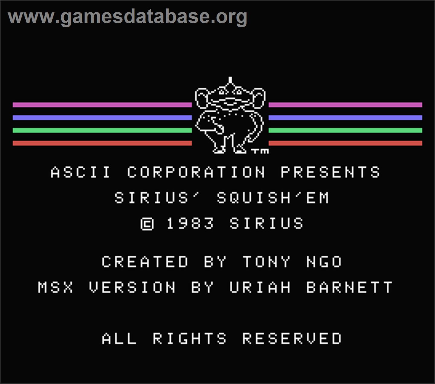 Squish'em - MSX - Artwork - Title Screen