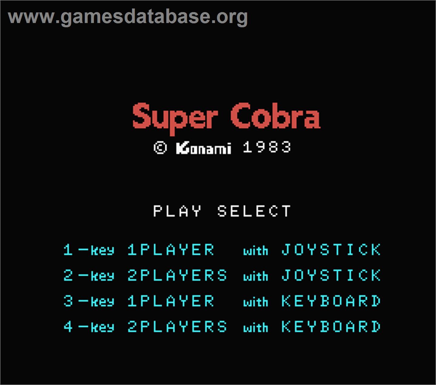 Super Cobra - MSX - Artwork - Title Screen