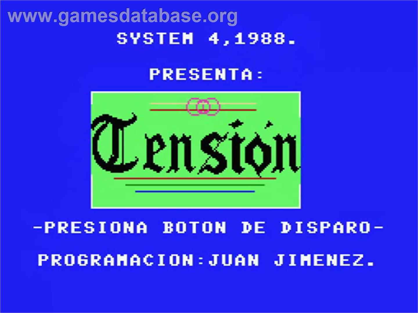 Tension - MSX - Artwork - Title Screen