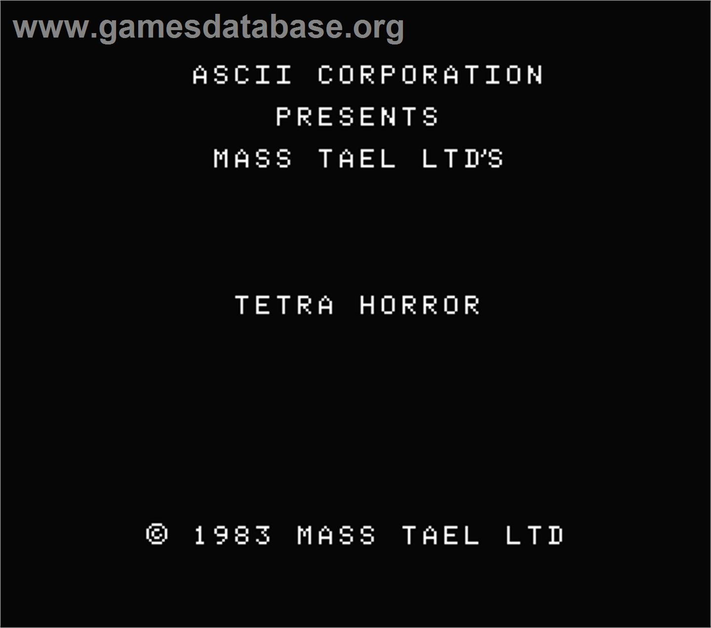Tetra Horror - MSX - Artwork - Title Screen
