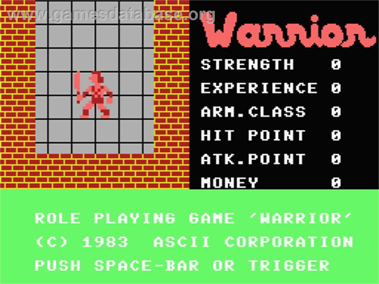 Warrior - MSX - Artwork - Title Screen