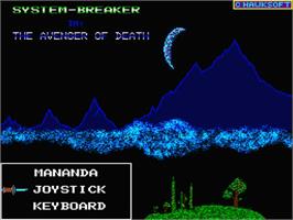Title screen of Avenger Of Death, The on the MSX 2.