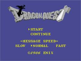 Title screen of Dragon Quest on the MSX 2.