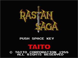 Title screen of Rastan Saga on the MSX 2.