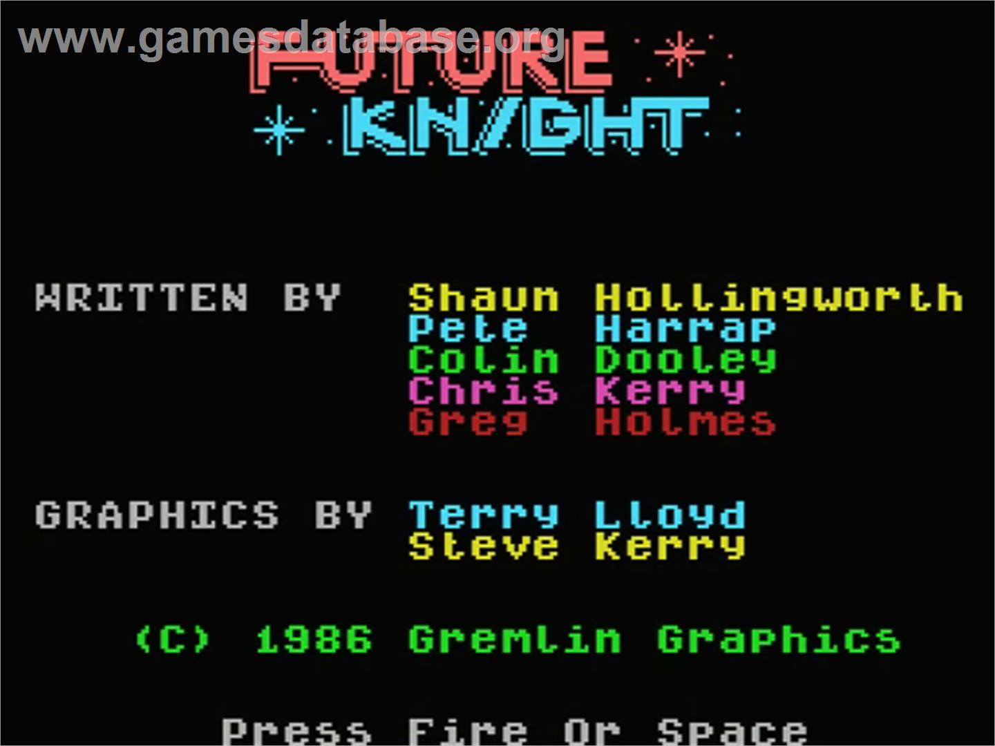 Future Knight - MSX 2 - Artwork - Title Screen