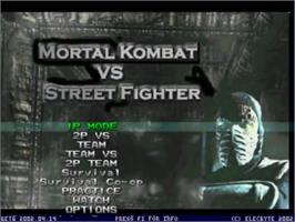 Title screen of Mortal Kombat vs Street Fighter on the MUGEN.