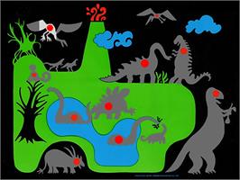 In game image of Prehistoric Safari on the Magnavox Odyssey.