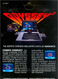 Box back cover for Cosmic Conflict! on the Magnavox Odyssey 2.