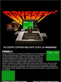 Box back cover for Pinball on the Magnavox Odyssey 2.