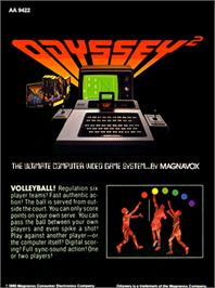 Box back cover for Volleyball! on the Magnavox Odyssey 2.