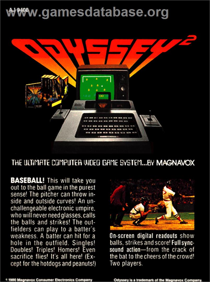 Baseball! - Magnavox Odyssey 2 - Artwork - Box Back