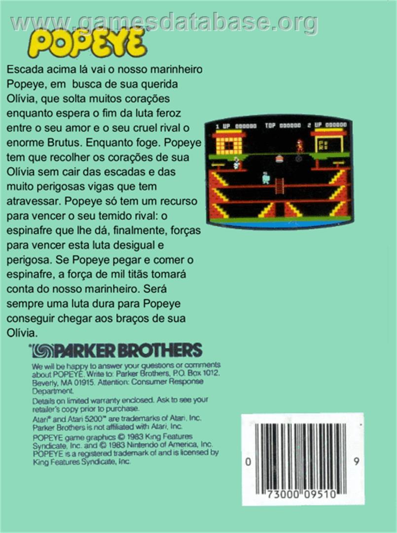 Popeye - Magnavox Odyssey 2 - Artwork - Box Back