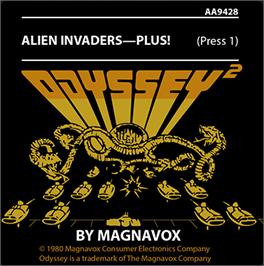 Top of cartridge artwork for Alien Invaders - Plus on the Magnavox Odyssey 2.