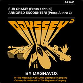 Top of cartridge artwork for Armored Encounter on the Magnavox Odyssey 2.
