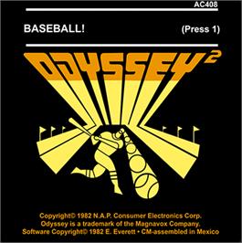 Top of cartridge artwork for Baseball on the Magnavox Odyssey 2.