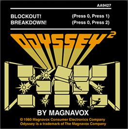 Top of cartridge artwork for Blockout/Breakdown on the Magnavox Odyssey 2.
