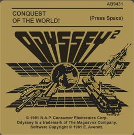 Top of cartridge artwork for Conquest of the World on the Magnavox Odyssey 2.