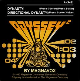 Top of cartridge artwork for Dynasty on the Magnavox Odyssey 2.