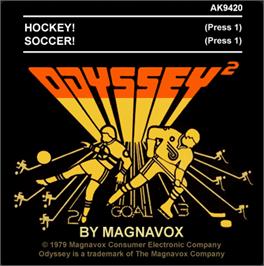 Top of cartridge artwork for Hockey! / Soccer! on the Magnavox Odyssey 2.
