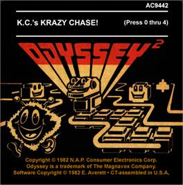 Top of cartridge artwork for K.c.'s Krazy Chase on the Magnavox Odyssey 2.