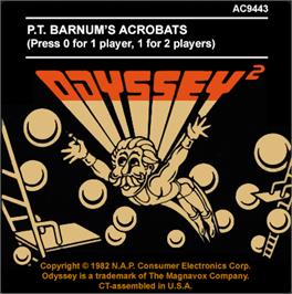 Top of cartridge artwork for P.T. Barnum's Acrobats on the Magnavox Odyssey 2.