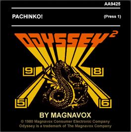 Top of cartridge artwork for Pachinko on the Magnavox Odyssey 2.