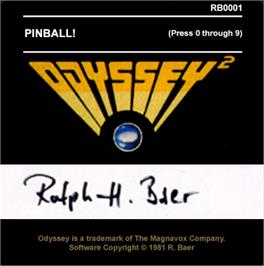 Top of cartridge artwork for Pinball on the Magnavox Odyssey 2.