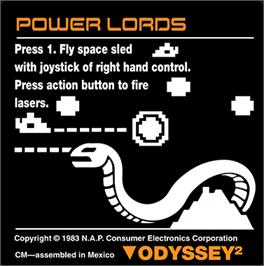 Top of cartridge artwork for Powerlords on the Magnavox Odyssey 2.