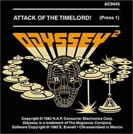 Top of cartridge artwork for Terrahawks on the Magnavox Odyssey 2.