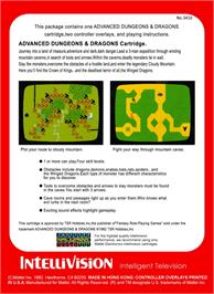Box back cover for Advanced Dungeons And Dragons on the Mattel Intellivision.