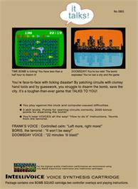 Box back cover for Bomb Squad on the Mattel Intellivision.