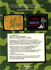 Box back cover for Commando on the Mattel Intellivision.