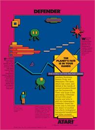 Box back cover for Defender on the Mattel Intellivision.