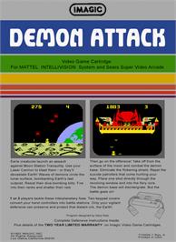 Box back cover for Demon Attack on the Mattel Intellivision.