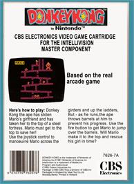 Box back cover for Donkey Kong Junior on the Mattel Intellivision.