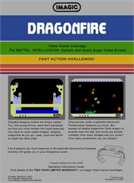 Box back cover for Dragonfire on the Mattel Intellivision.