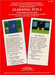 Box back cover for Learning Fun I - Math Master Factor Fun on the Mattel Intellivision.