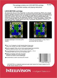 Box back cover for Loco-Motion on the Mattel Intellivision.