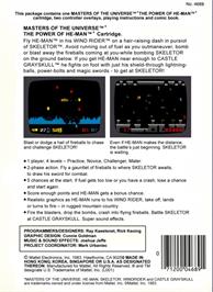 Box back cover for Masters of the Universe: The Power of He-Man on the Mattel Intellivision.