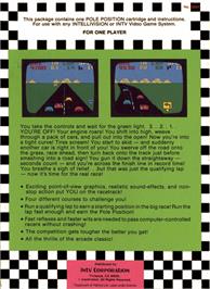 Box back cover for Pole Position on the Mattel Intellivision.