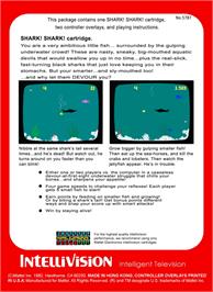 Box back cover for Shark! Shark! on the Mattel Intellivision.