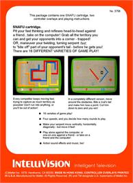 Box back cover for Snafu on the Mattel Intellivision.