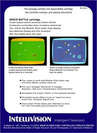 Box back cover for Space Battle on the Mattel Intellivision.