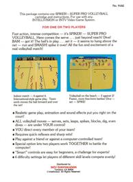 Box back cover for Spiker - Super Pro Volleyball on the Mattel Intellivision.