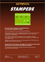 Box back cover for Stampede on the Mattel Intellivision.