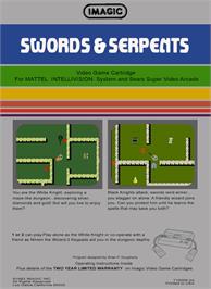 Box back cover for Swords and Serpents on the Mattel Intellivision.