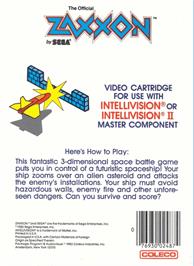 Box back cover for Zaxxon on the Mattel Intellivision.